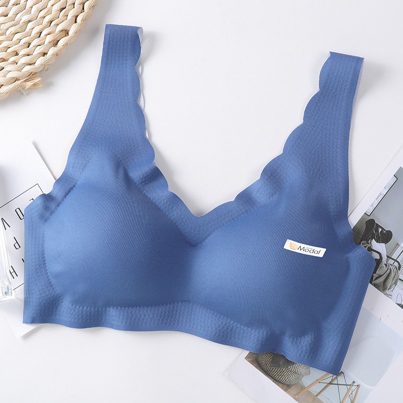 

Women Seamless Bra Ladies One-piece Detachable Chest Padded Bra Modal No Steel Ring Gathered Close-fitting Ladies Fitness, Nude