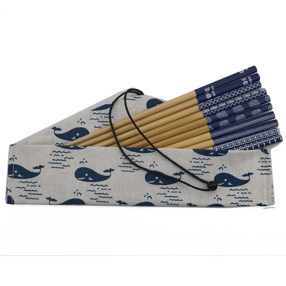 

JANKNG 5Pairs Wooden Antiskid Chinese Style Chopsticks with Lovely Cartoon Natural Kitchen Tools Popular Handmade Dinnerware as Gift