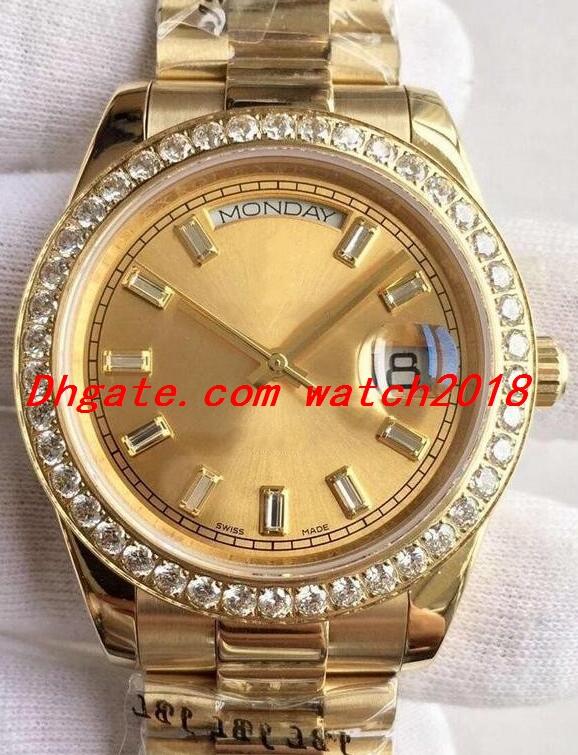 

Free Shipping Luxury Watch 18K SOLID YELLOW GOLD DIAMOND BEZEL DIAL 41MM Mens WATCH Automatic Fashion Men's Watches Wristwatch, Make waterproof