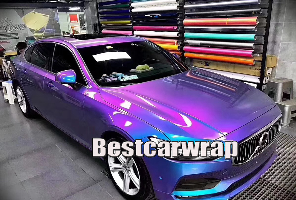 

Gloss Chameleon Candy Blue to purple Vinyl Wrap with Air bubble Free for car wrap Shifting covering Size:1.52*20M/Roll 5x67ft