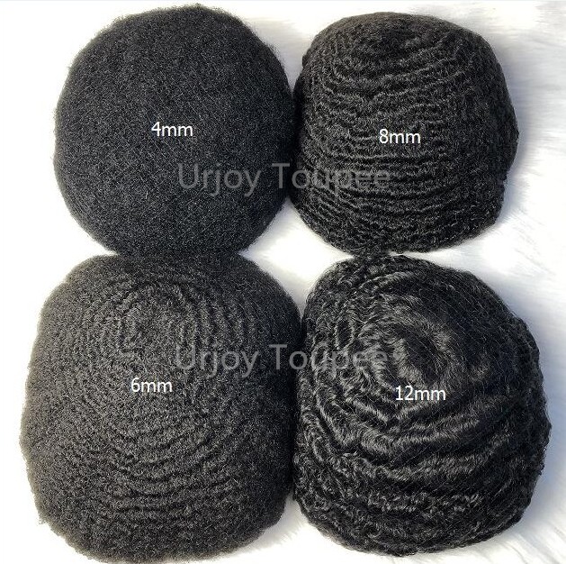 

Mens Wig 4mm/6mm/8mm/10mm/12mm Afro Hair Pieces Wave Unit Full Lace Toupee Indian Virgin Human Hair 360 Wavy Hair Replacement, As your choice