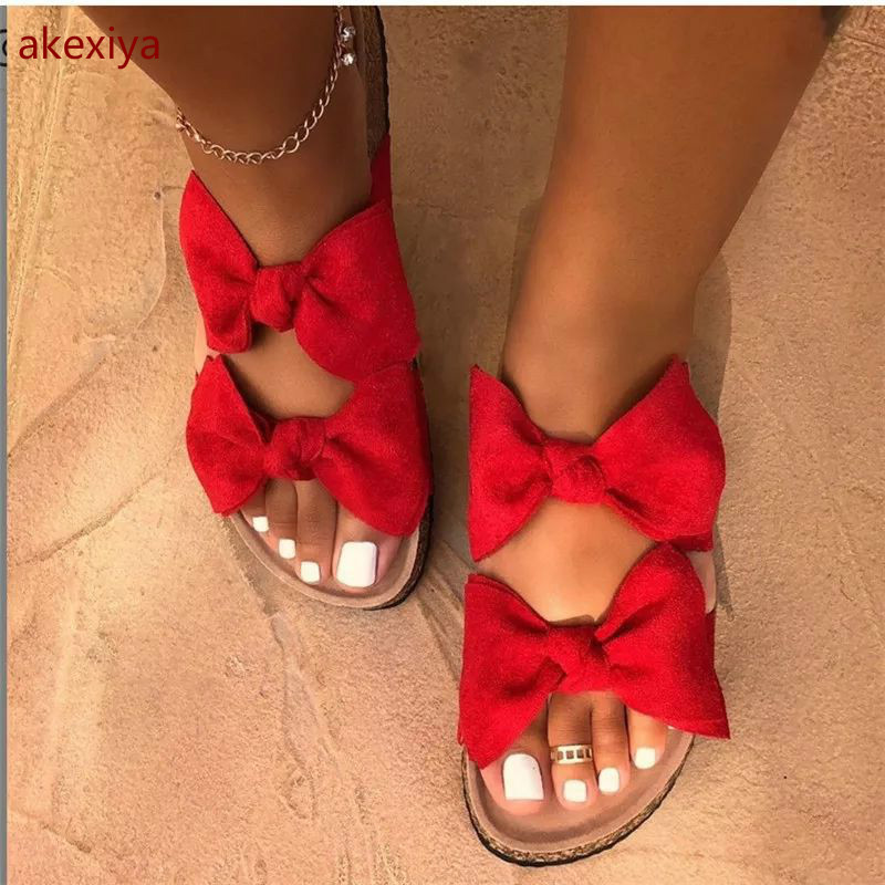 

2020 Women Summer New Flat Sandals Bow Tie Comfortable Retro Women Non-slip Beach Shoes Thick Bottom Large Size Ladies Sandals, Leopard