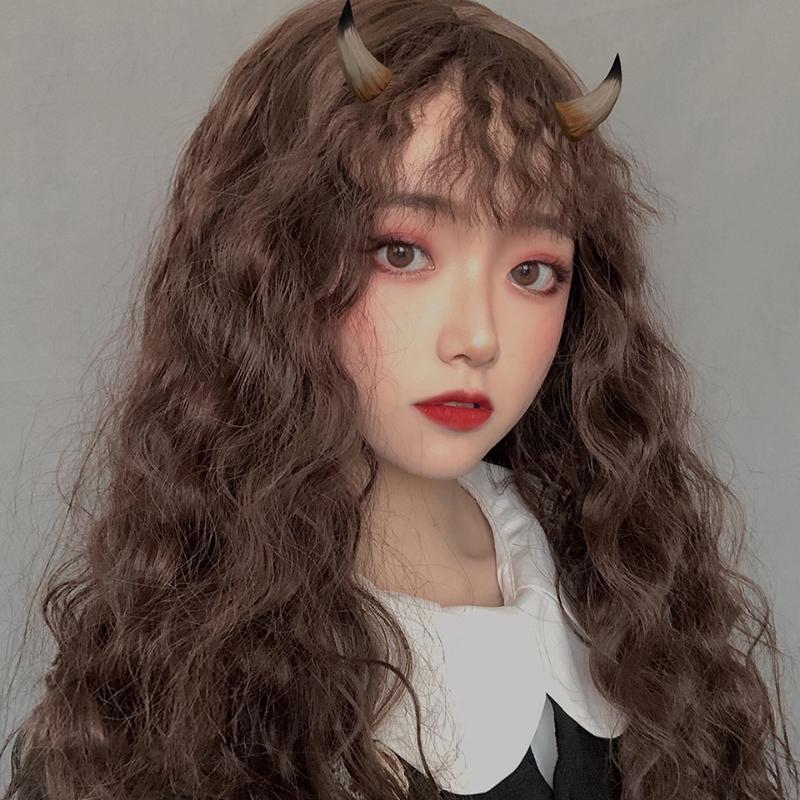 

BUQI Long Wavy Black Wigs Brown and Black Wave Synthetic Wig for Women Natural with Bangs Heat Resistant Hair for Girl Cosplay, Natural color
