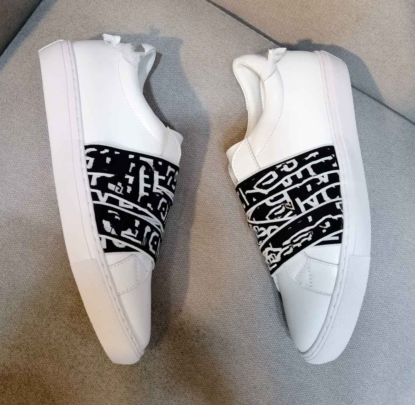 

2019 Designer shoes Leather trainers black white stripe size 36-45 with box fashion party shoes casual shoes men women size, Gy007