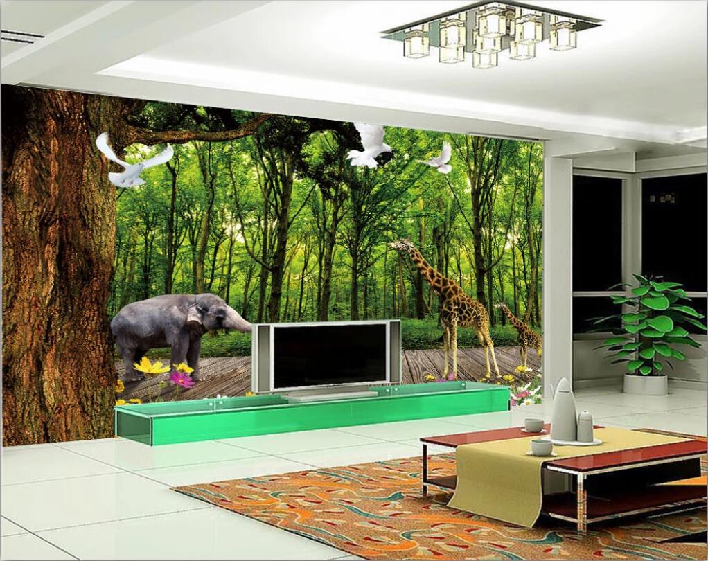 

3d room wallpaper custom photo mural Nature oxygen bar green forest 3D solid background wall art canvas pictures wallpaper for walls 3 d, Non-woven fabric