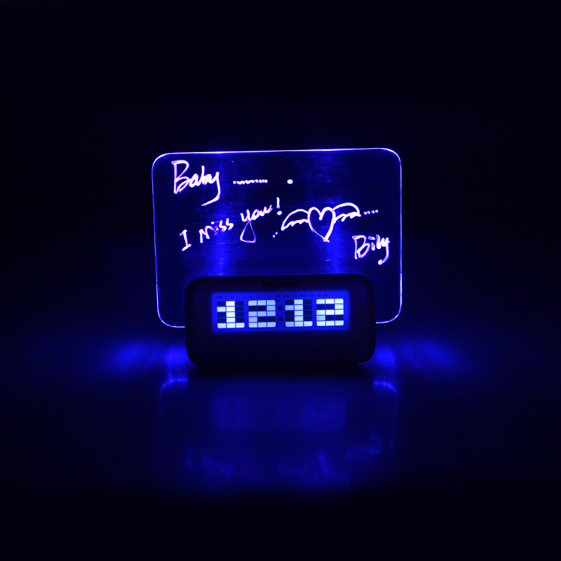 

Digital Alarm Clock Message Board Electronic Clock Alarm Temperature Calendar Timer Blue Light Table Home Decoration