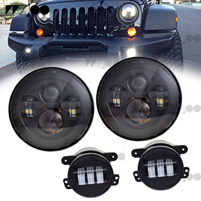 

for JeeP Wrangler Jk 2007-2016 7 inch 40w Round LED Headlight DRL+DRL Fog Lamp 4 inch +LED Tail Lights Rear Brake Reverse Lamp