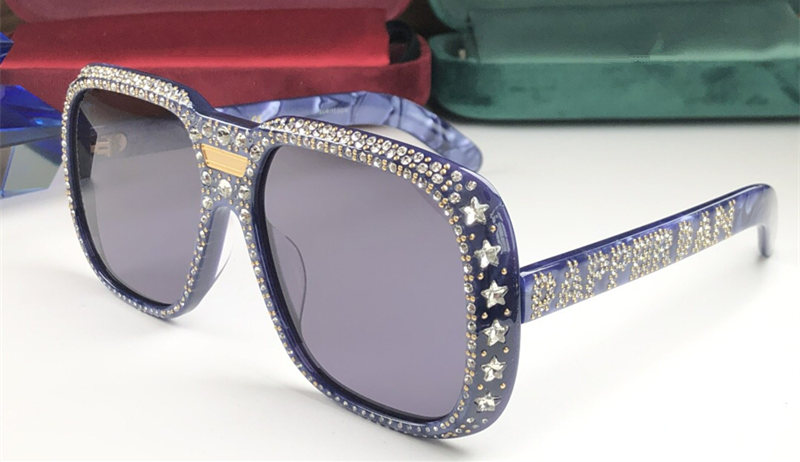 

Wholesale-Designer 0427 Sunglasses For Women With diamond Stones Design 0427S Square frame glasses Top Quality eyewear UV400 Protection