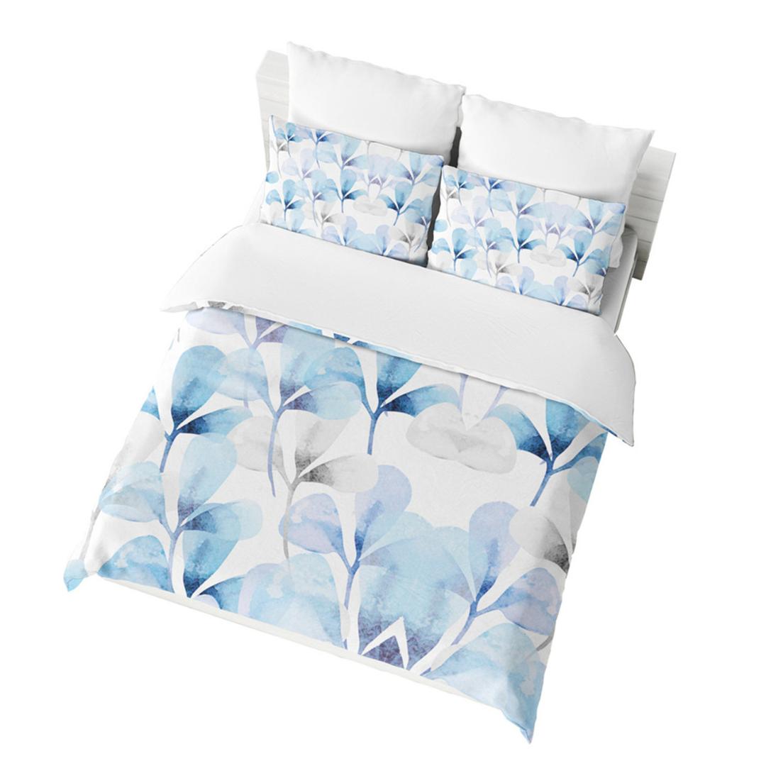 

Microfiber Duvet Cover Set with Zipper Closure, Plant Pattern Design, King Size(1 Duvet Cover and 2 Pillow Cases, 12