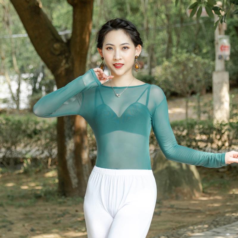 

Ballet Yoga Dance practice Clothing Tops Belly Dance Performance Accessories Bottoming Tight Bottoming Practice Clothes Shirt, Green