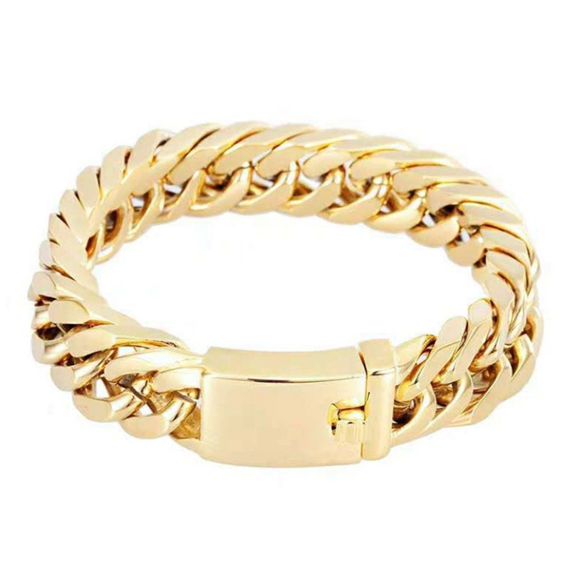 

Link, Chain 12mm 8inches Curb Cuban Gold Color Bracelets For Men Women Factory Offer