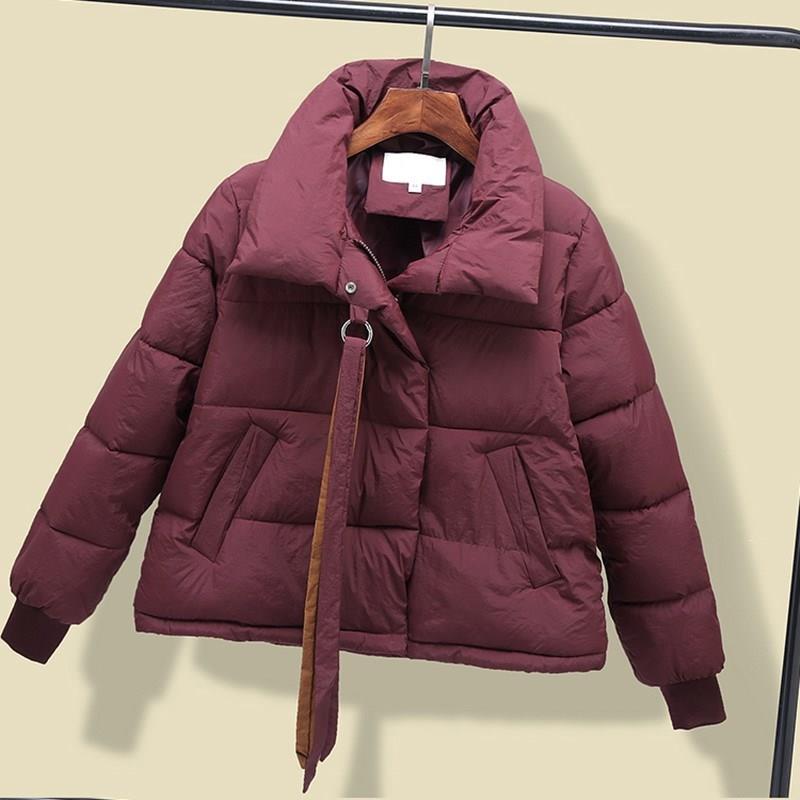 

Winter Cotton Padded Short Parkas Women Stand Collar Solid Thicken Coat Pockets 2019 Students Korean Parkas, Black