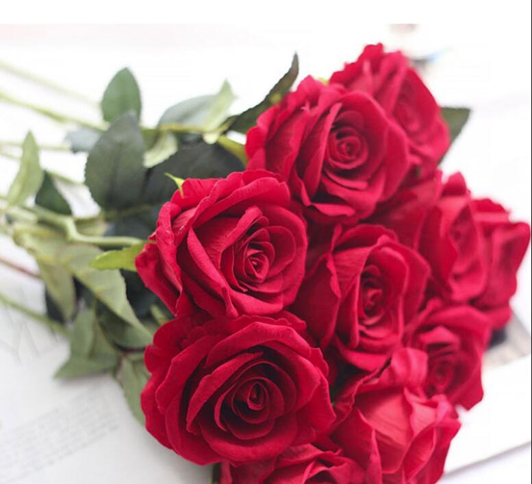 

wedding decorations Real touch material Artificial Flowers Rose Bouquet Home Party Decoration Fake Silk single stem Flowers Floral