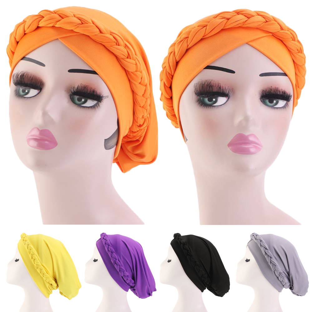 

Muslim Women Braid India Turban Hat Ruffles Chemo Cap Beanie Hijab Caps Headwear Head Wrap Women Muslim Hijib Scarf Bandanas New, Mixed colors