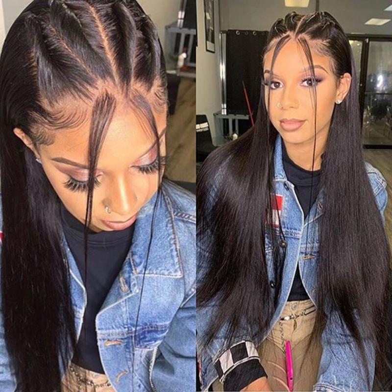 

Glueless 4x4 Silk Top Lace Front Human Hair Wigs with Baby Hair Fake Scalp or Full Lace Wig for Black Women Natural Hairline, 13x3 lace front wig
