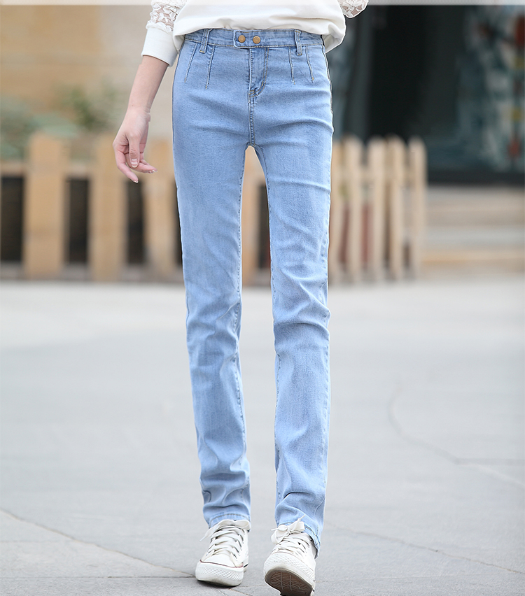 

Light Blue Han Edition Loose Pants Students Object Straight Leg Feeling In Love