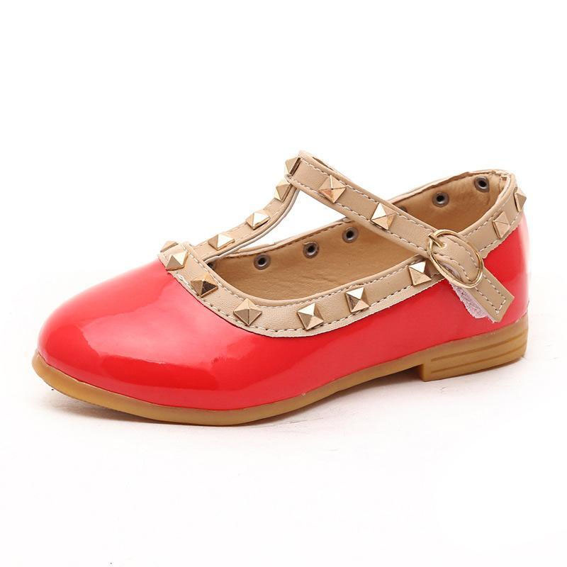 

Fashsion rivets girls princess sandals shoes for baby child rivets shoes leather girls sandals flat with baby girl dance shoes
