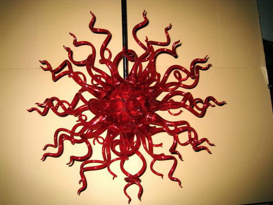 

100% Mouth Blown Borosilicate Interior Lighting Murano Glass Art Deco Dale Chihuly Style Fashion Red Glass Pendant Lamps