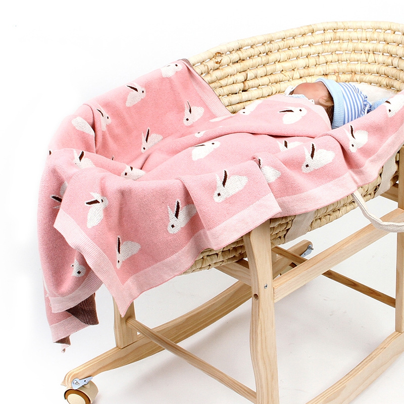 

Baby Boy Girl Blankets Newborn Knitted Cotton Spring Swaddle Infant Stroller Cover Sheet Children Summer Nap Thin Quilts, Pink