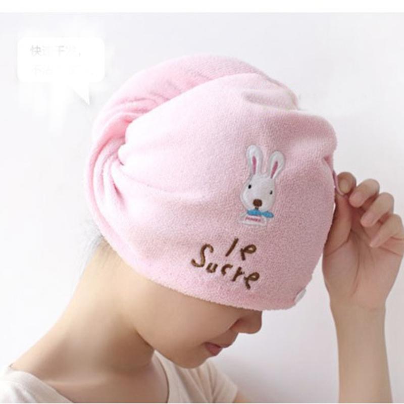 

Super absorbent Lovely Hair Towel Turban Hair-Drying Cap Bathrobe Hat Head Wrap Quick Dry Bathroom Tools B0, Pink