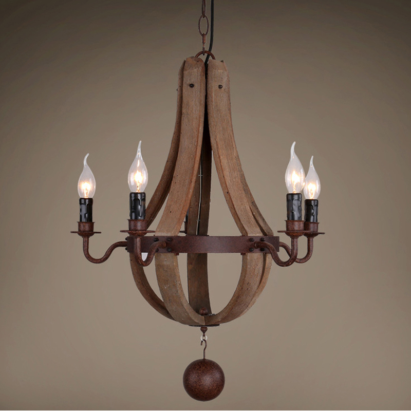 

American Country Rural Wooden chandelier For Living Room Bedroom Retro Chandeliers Loft Lustre Bois Vintage Home Decor Light 5.0