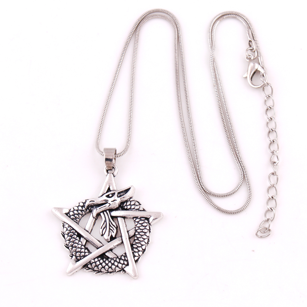 

HY083 Indian new style religious charms jewelry retro rune alphabet pentagram shaped pendant necklace for men