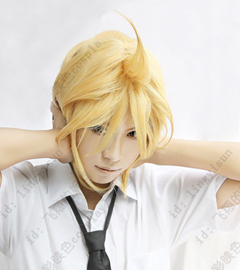 

ePacket free shipping >VOCALOID Kagamine Len Short Blonde Cosplay Hair Wig