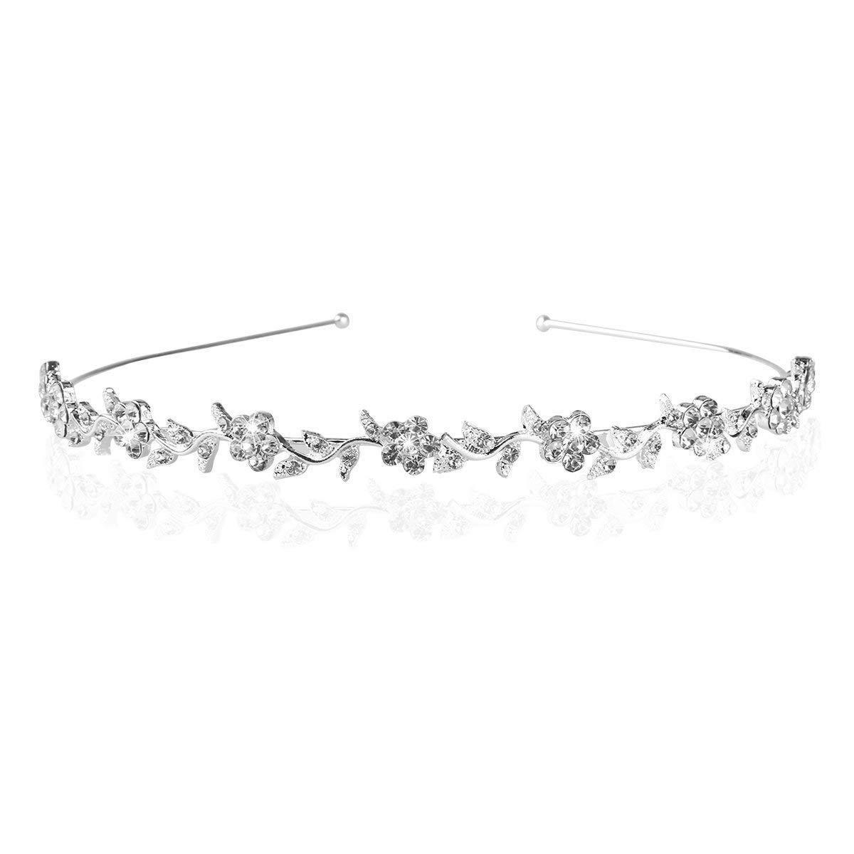 

International Station Silver Diamond Flower Hair Hoop Hair Decorate Bride Wedding Headwear