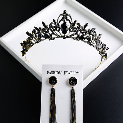 

Black Crystal Bridal Jewelry Tiara Headpieces Crown Bride Princess Crown Headpiece For Wedding Dress 2019 Wedding Bridal Accessori6956993