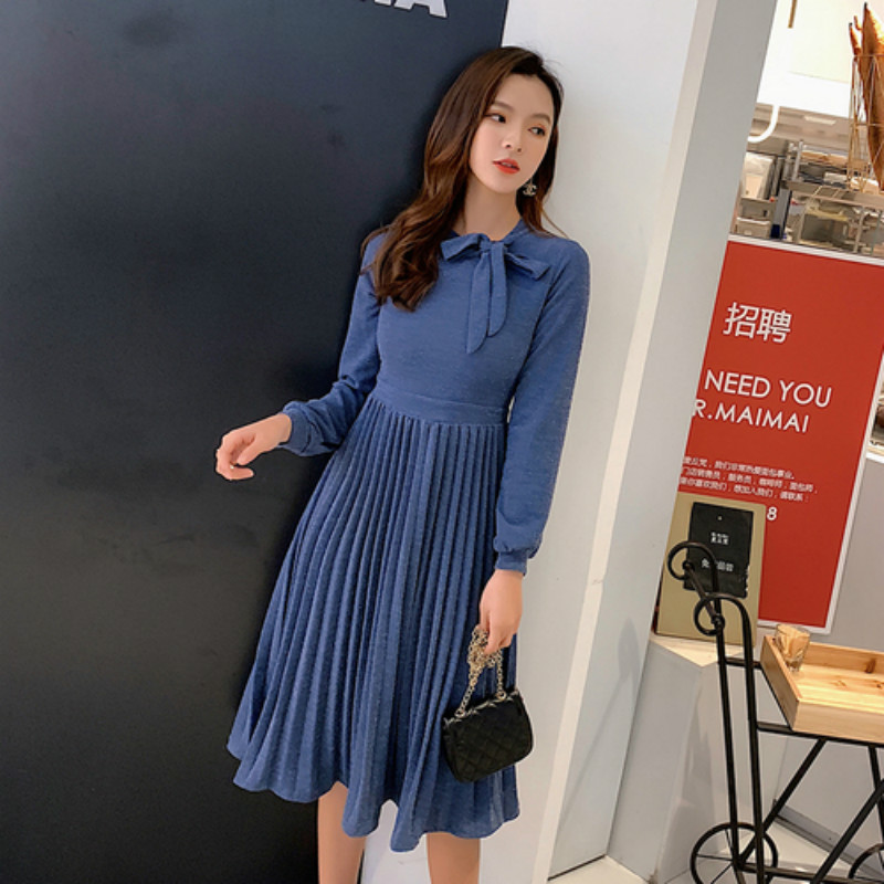 

GUUZYUVIZ Casual Dress Women Long Sleeve Spring 2020 High Wasit Dresses Woman Vestidos De Fiesta Solid Knitted Vestido Mujer, Black