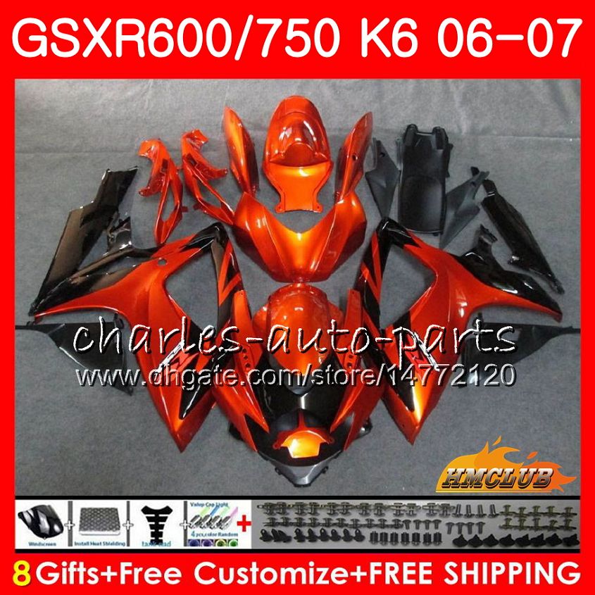 

Body For SUZUKI GSX R600 GSX R750 GSXR600 2006 2007 8HC.20 GSX-R600 GSXR-750 K6 GSXR 600 750 06-07 GSXR750 06 07 Light orange Fairing kit