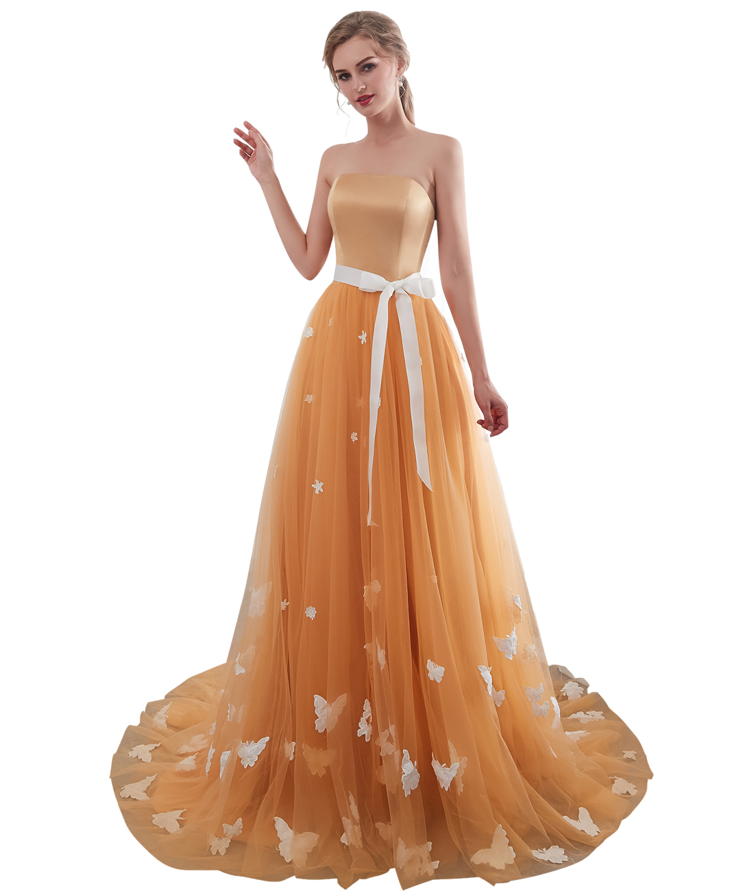 purple dress with butterflies