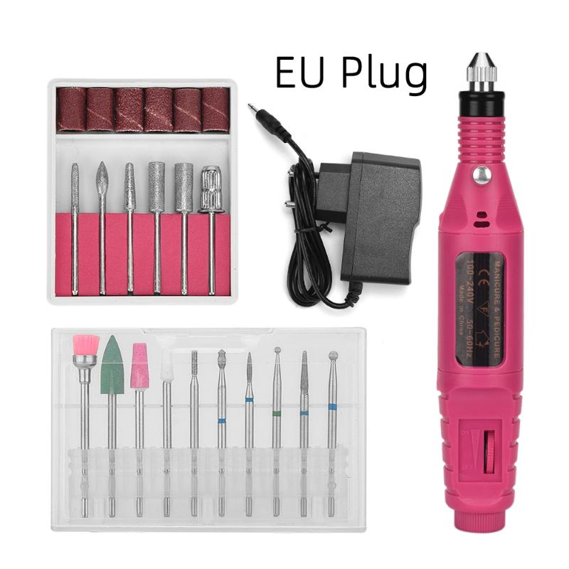 

Electric Manicure Nail Machine 16pcs Nail Drill Bits Milling Adjustable Speed Gentle Polishing Art Pen Professional Kits