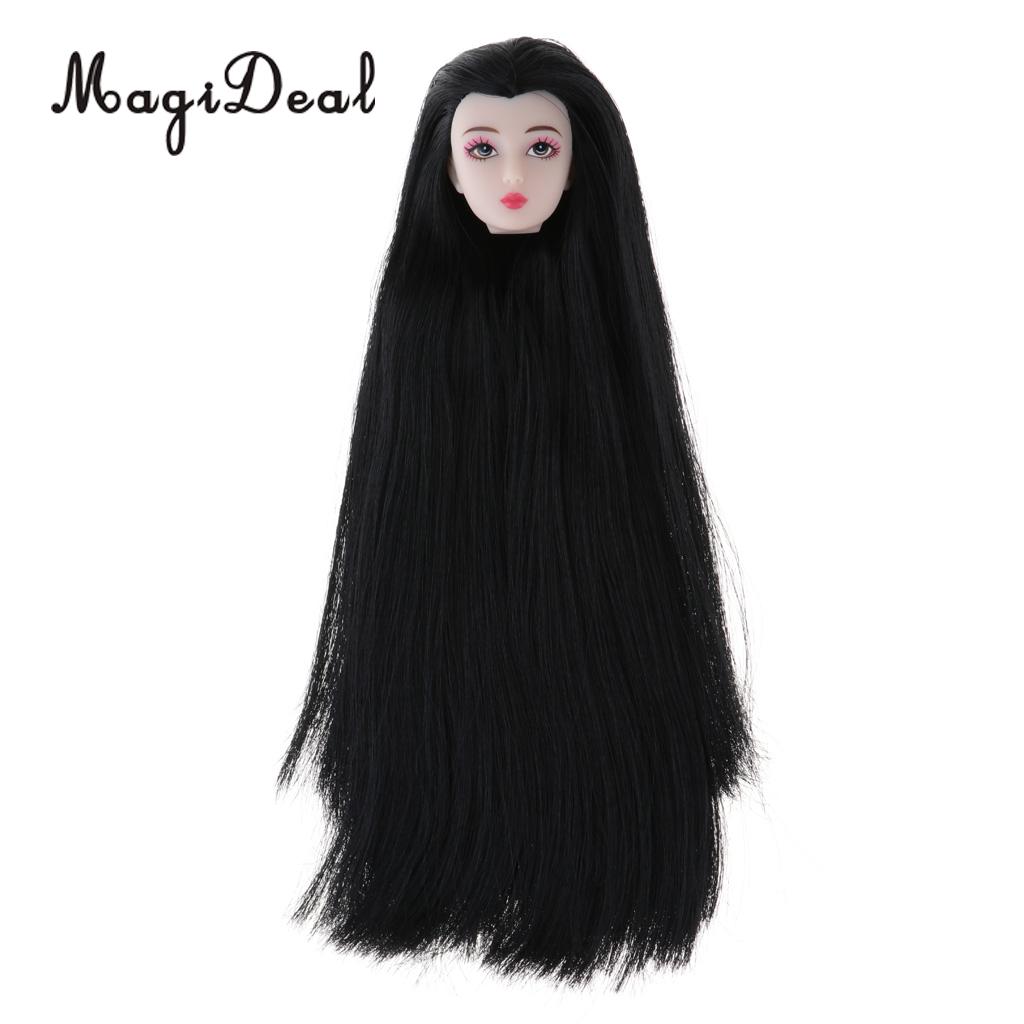 1//6 BJD Head Sculpt with Green Wig Doll Replacement Body Part Accessory