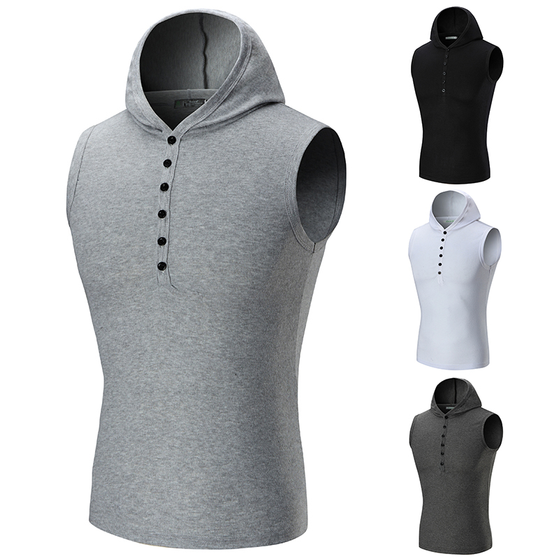

Tank Top Men Male Hoodie Solid Color Simple Sleeveless Vest Clothing Bodybuilding Top Tank Mens Jersey XXL, Black;white