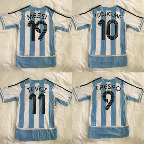 

TOP 2006 ARGENTINAS retro soccer jerseys star MESSI 19 RIQUELME 10 CRESPO 9 TEVEZ 11 MILITO 15 uniform de kits futbol shirt thailand quality football shirts MARADONA, Home messi 19