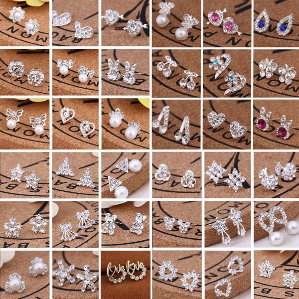 

Hot Selling 45 Styles Korean Earrings Creative Super Shiny Diamond New Pearl Stud Earrings Fashion Jewelry High Quality