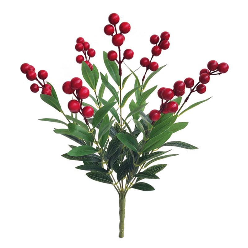 

Simulation Plant Red Fruit Acacia Bean Bunch Bouquet Fake Flower Celebration Home Interior Holiday Christmas Decorations Flower, A1