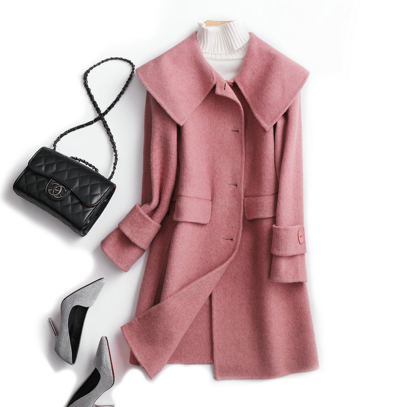 

Pink doll brought al double-sided han edition sheep cashmere coat female camel hair cloth coat in the high-end, Beige