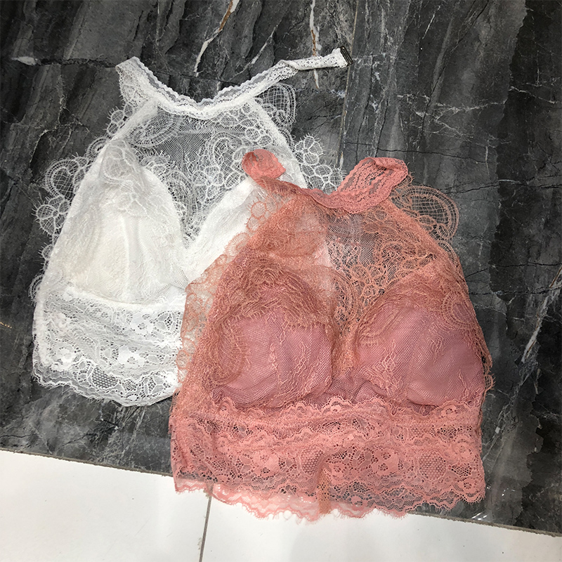 

Sexy Lace Shirt Women 2020 European Style Summer New Halter Lace Shirts Slim Backless Tube Top Camisole Tank Top, Black