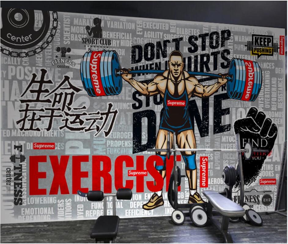 

custom photo 3d wallpaper Fitness gym training gym exercise tv background home decor living room 3d wall murals wallpaper for walls 3 d, Non-woven wallpaper