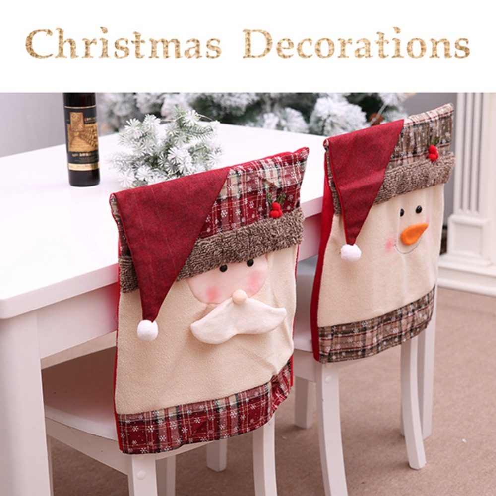 

New Santa Claus Cap Chair Cover Christmas Dinner Table Party Red Hat Chair Back Covers Xmas Christmas Decorations for Home