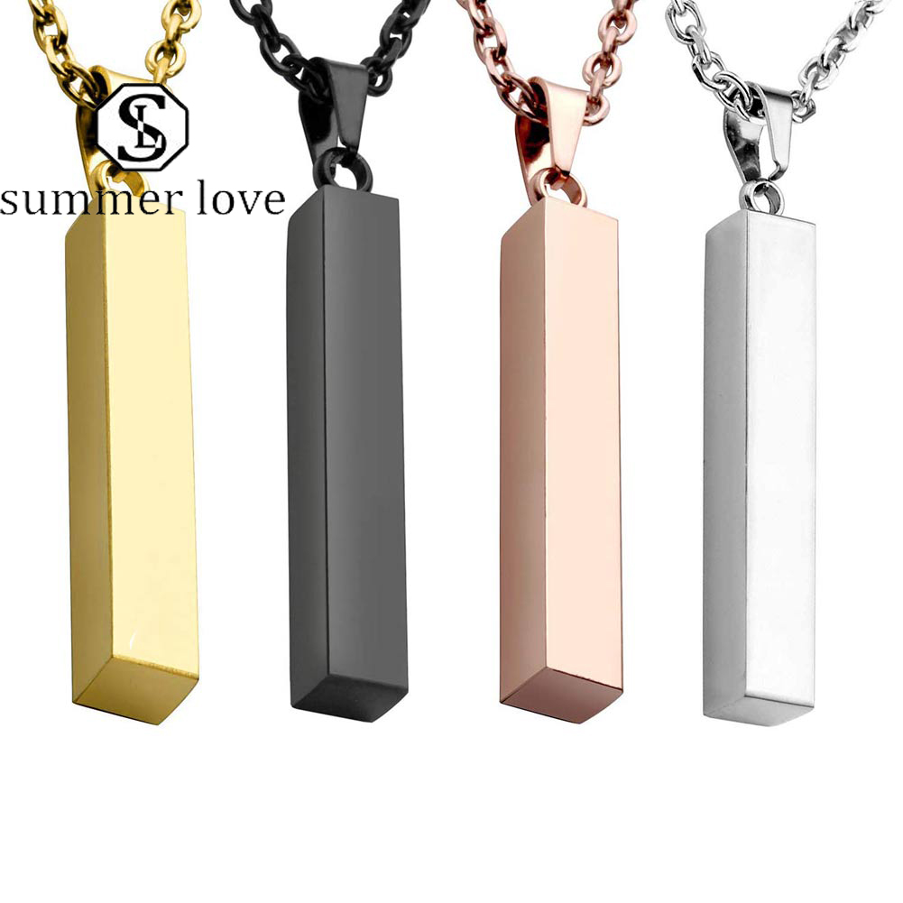 

Stainless Steel Bar Pendant Charm Statement Pendants Necklace Hip Hop Gold Rose Gold Silver Solid Blank Bar Charm Pendant Jewelry For Men -Y