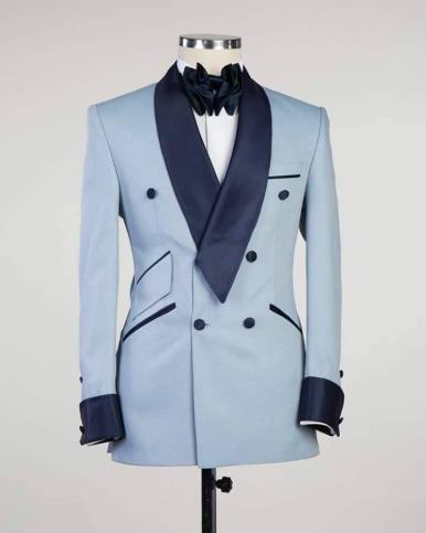 

Handsome Groomsmen Double-Breasted Groom Tuxedos Mens Wedding Dress Man Jacket Blazer Prom Dinner 2 Piece Suit(Jacket+Pants+Tie) 552, Same as image