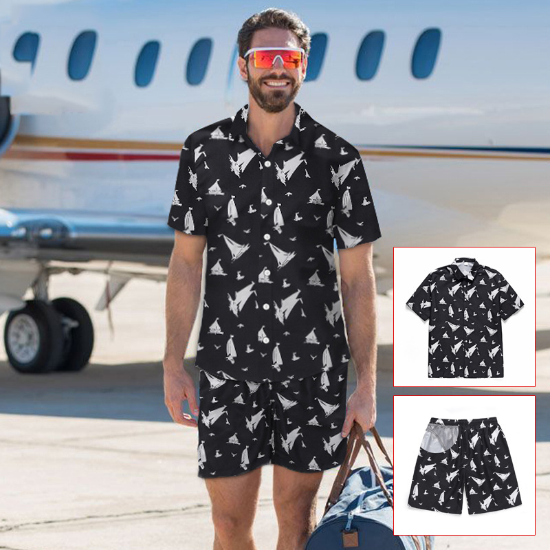 

Beach Shorts Men'S Suit Quick-Drying Casual Print Shirt Loose Cartoon 3D Digital Summer Hip Hop Euro Size Fashion Set 2020 New, Short