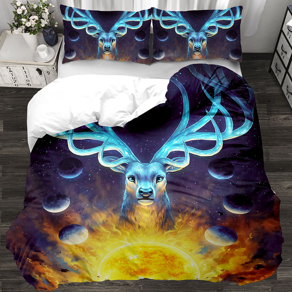 

3d Deer Pattern Bedclothes Bedding Set With Pillowcase Duvet Cover Animal Printing Bedspreads For Home Textiles 3PCS, Aiw-23