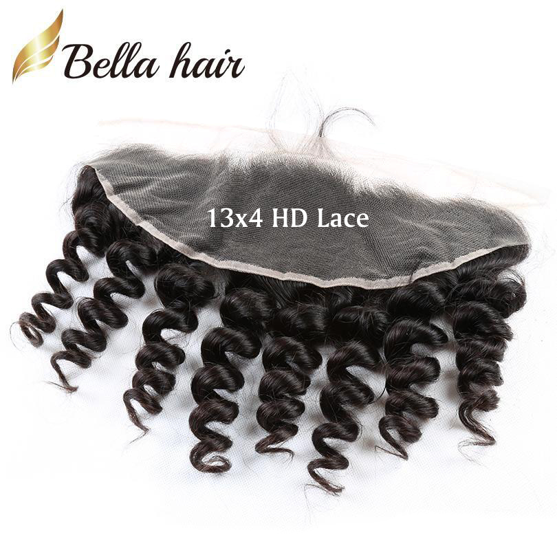 

Lace Frontal Brazilian Virgin Human Hair 13x4 Ear to Ear Closures Loose Wave Indian Malaysian Peruvian Weaves Closure Bellahair, Natural color