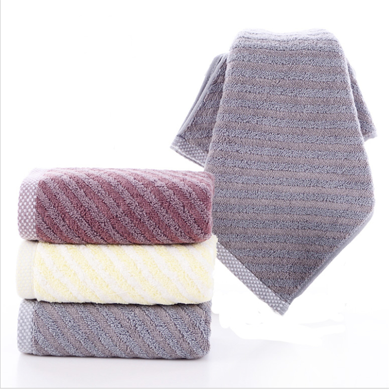 

34 * 75cm Bamboo Fiber Striped Towel Business Super Gift Wash Towel Adult Soft Absorbent Couple Face Custom, Yellow