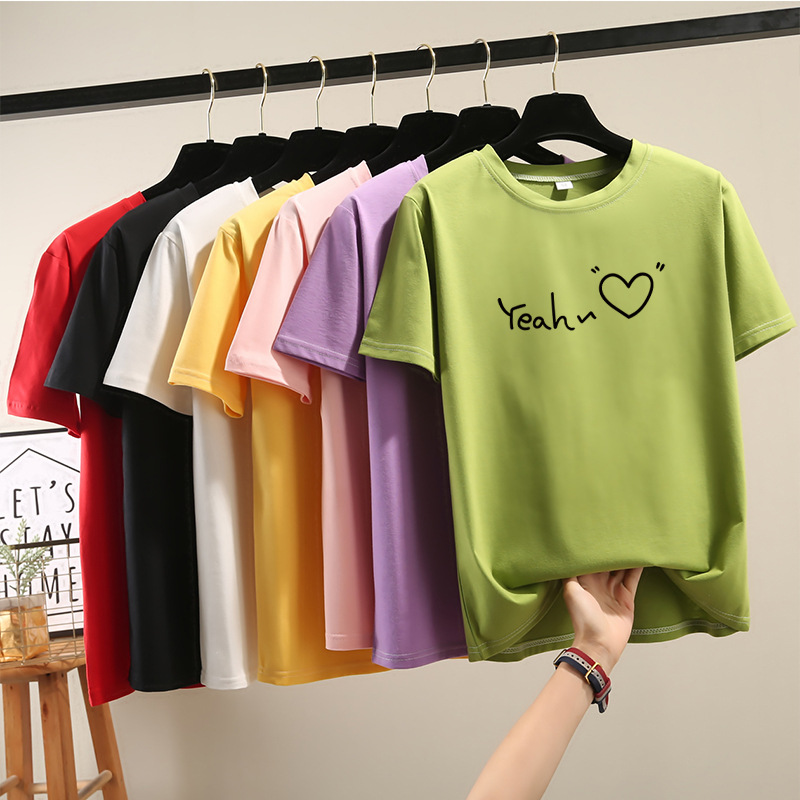 

Summer Casual Loose Tshirt Women Letter Printed T-Shirts Funny Print Shirts Female Girls Tops Fashion Clothes Short Sleeve Tees, Black