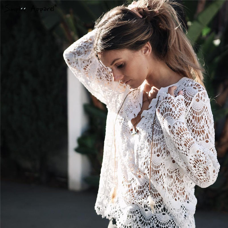 

2020 New Women Summer Crochet V neck Cover Up Swimsuit Dress Women Solid Swimwear Beach Dress Bathing